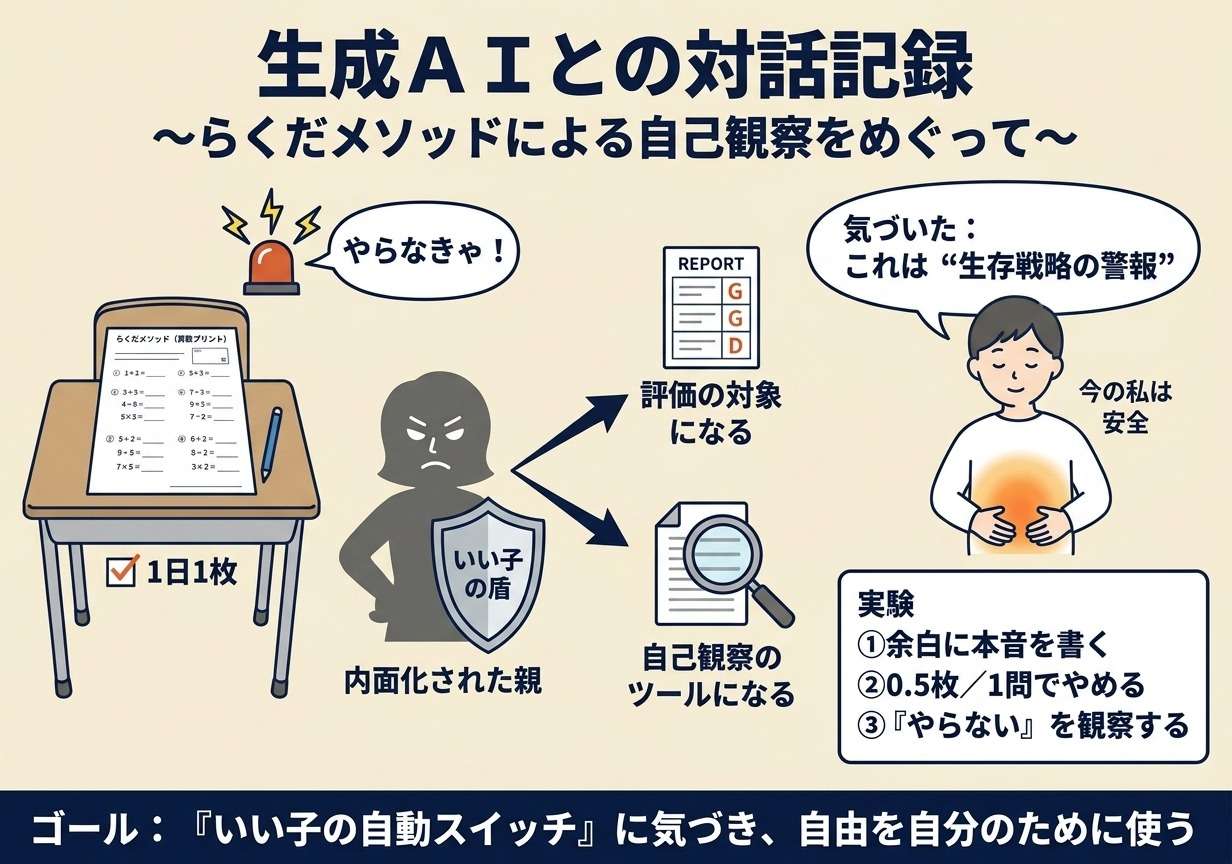 生成AIとの対話記録(その1) 〜らくだメソッドによる自己観察をめぐって〜